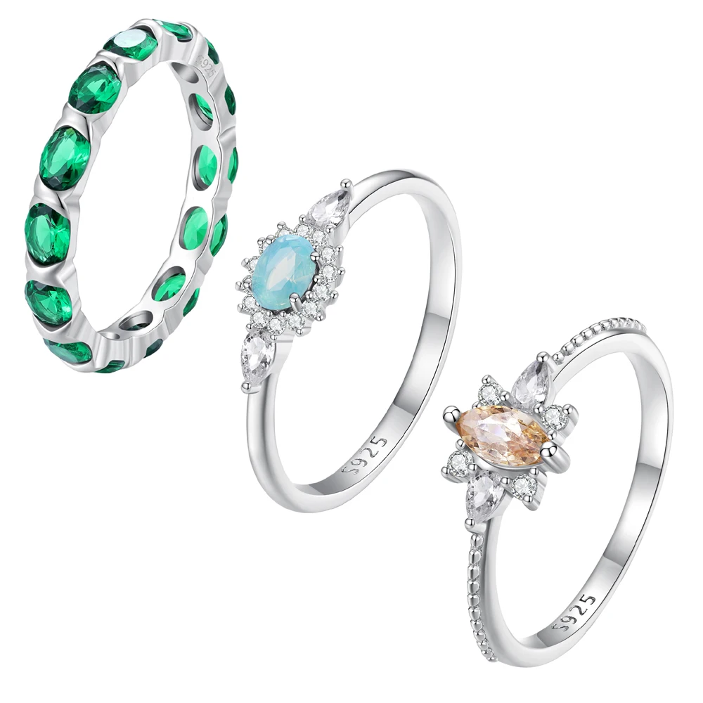

925 Sterling Silver Rings Fashion Crystal Rings