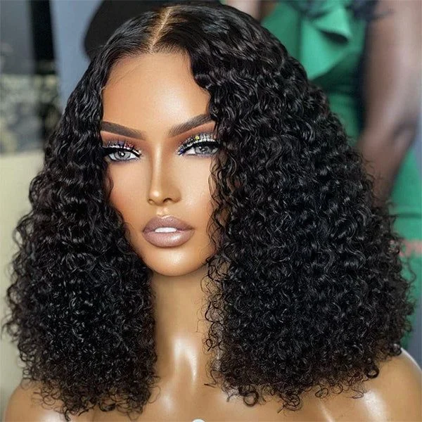 200% Wholesale 14 Inches Natural Hairline Kinky Curly Body Wave Straight Wig HD Transparent Lace Deep Wave Jerry Texture Raw
