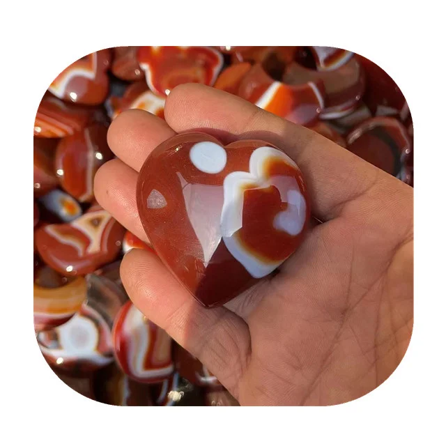 

New arrivals Premium feng shui home decor natural red carnelian heart shaped stones for sale