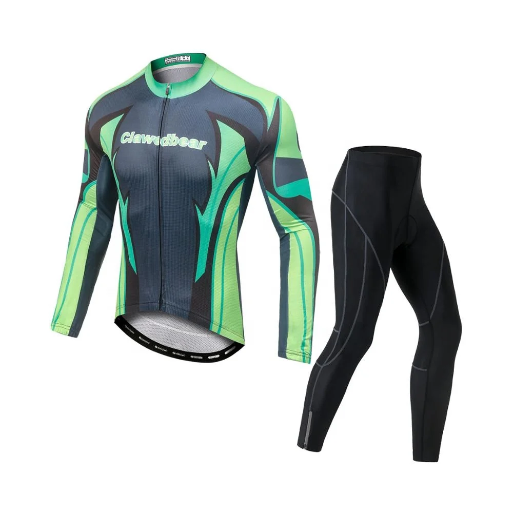 

Men hot selling spring bicycle jersey autumn E-bike long sleeve set ODM green motorbike clothing