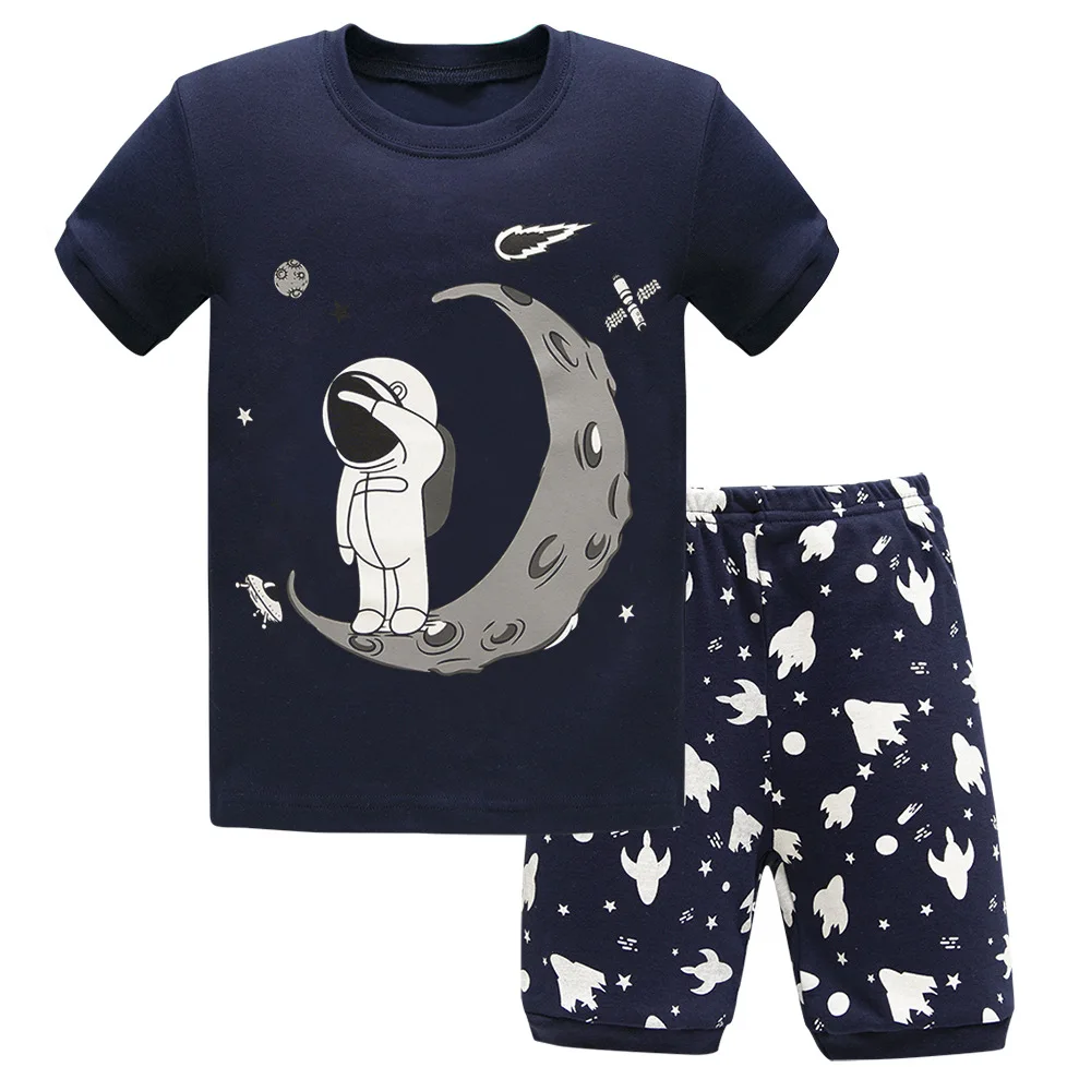 

Cotton Wholesales Cartoon Graphics Boys Summer Short Clothing Sets Pajamas Baby Organic Cotton Baby Pajamas Baby Boy