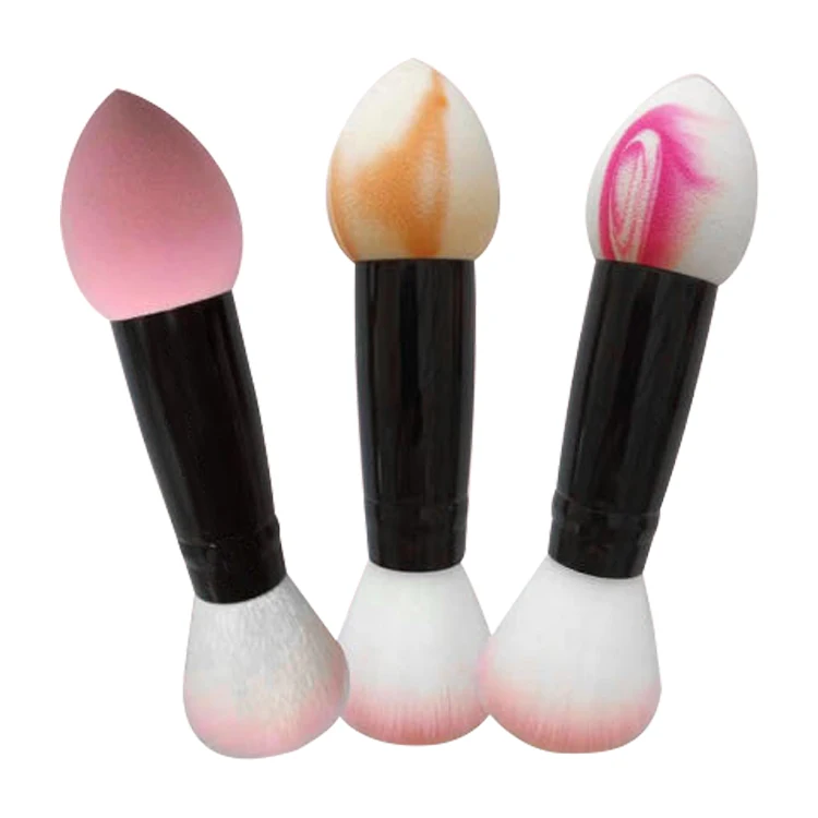 

OEM new design double head 2 in 1mini colorful beauty makeup brush sponge with handle for foundation blender concealer cream, Customized color