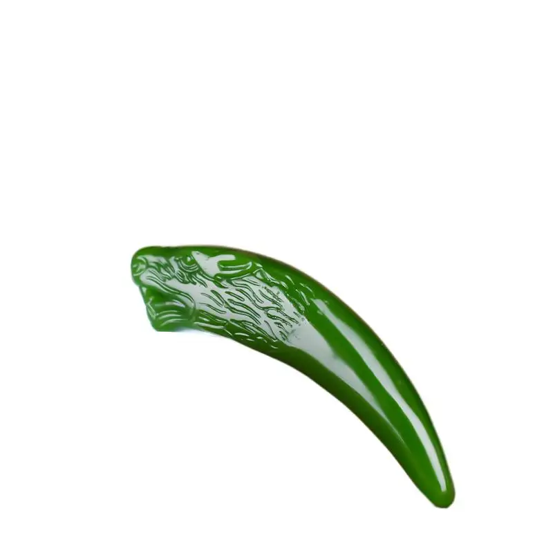 

Jade Wolf Tooth Pendant Charm Double-sided Fashion Green Necklace Jewelry Amulet Gifts Natural Chinese Women Carved Jadeite Men