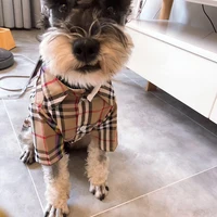 

Dog clothes autumn Khaki thin Plaid pet shirt