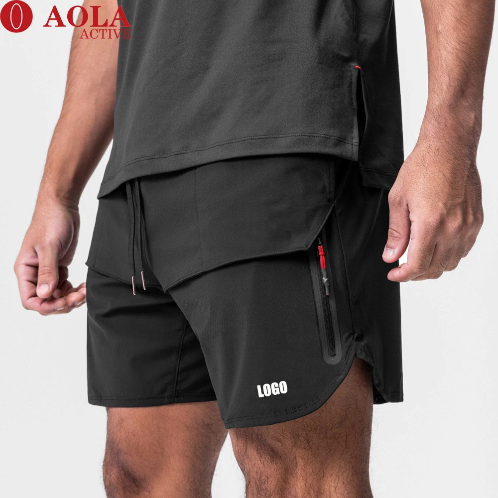 

AOLA Wholesale Custom Compression Print Designer Nylon Fitness Boxer Gym Workout Sports Running Men Shorts