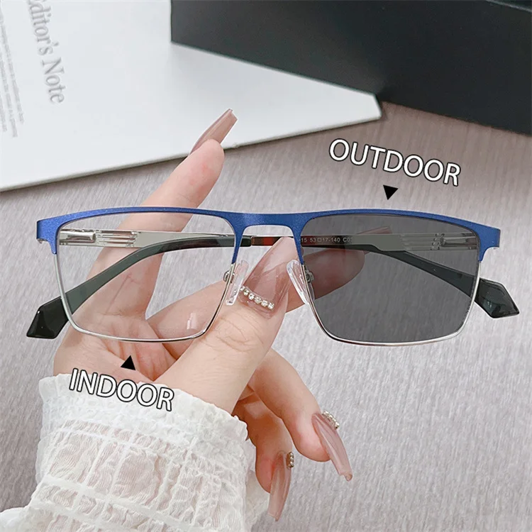 

2024 Classic photochromic glasses for men Blue Light Blocking Glasses Photo Gray Optical Frames Anti-Blue Light square Glasses