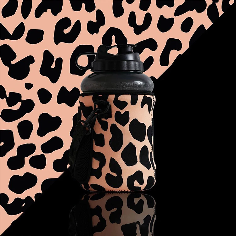 

New leopard print growler 1 Gallon Stainless Steel Big Water Bottle powder coating Beer Wine Jug with two beer cups, Customized color