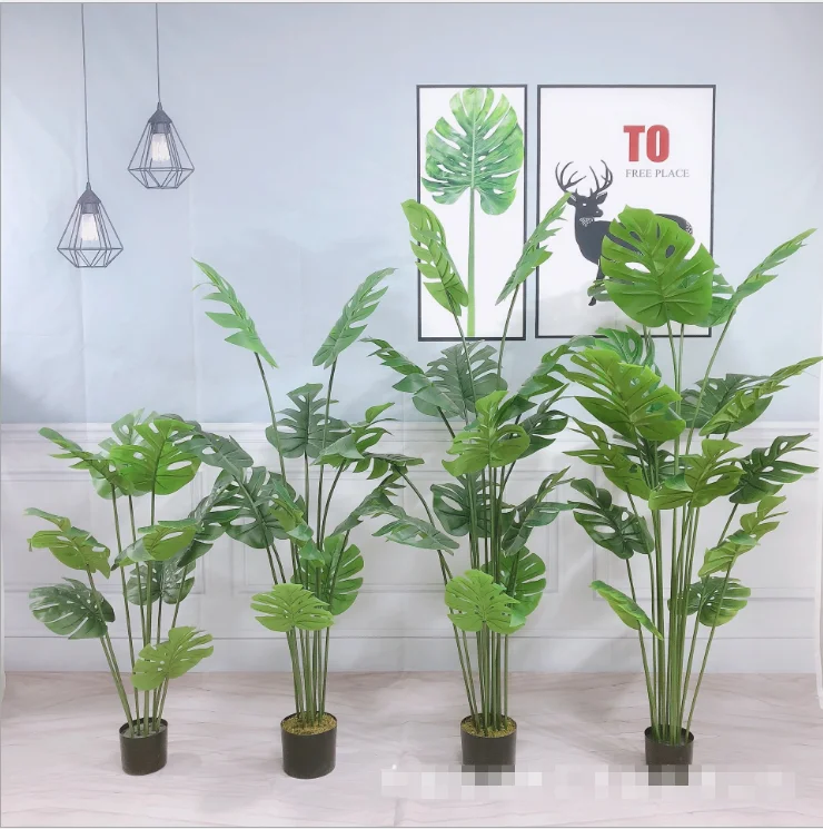 

1.5m monstera albo plants Deliciosa Large Artificial Green Plants For Home, Green autumn