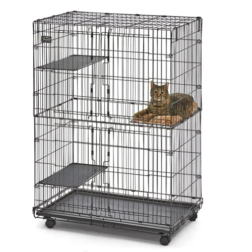 

Large Crate with Tray Folding Metal 3 layer Cat Pet Bed Cage for Cats Cages
