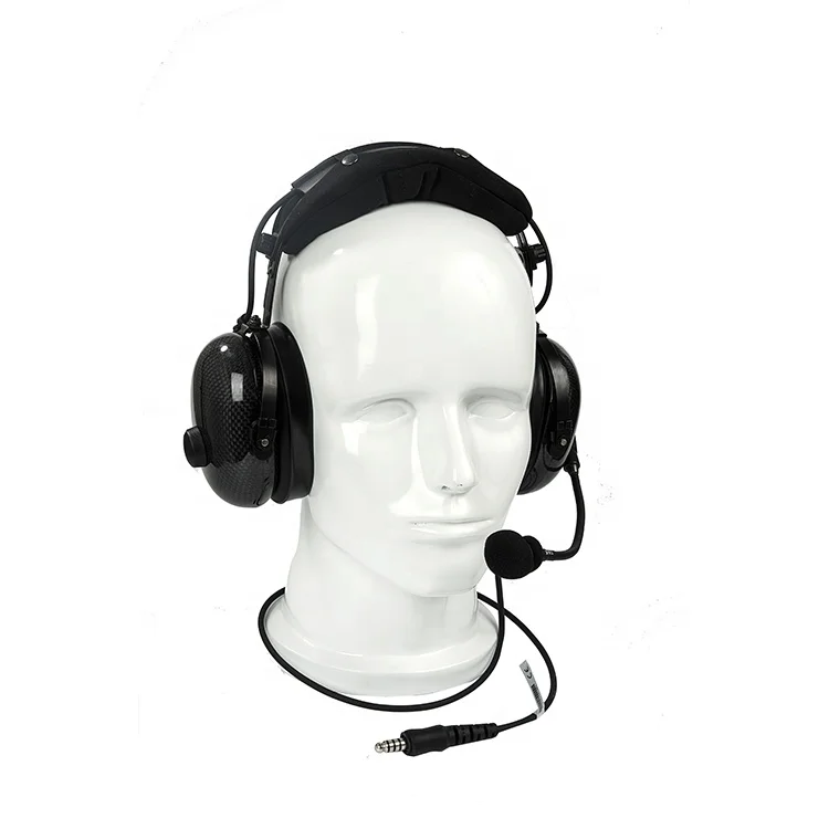 

Helicopter Pilot Kevlar Headset Headphone with noise cancelling microphone like David Clark, Black