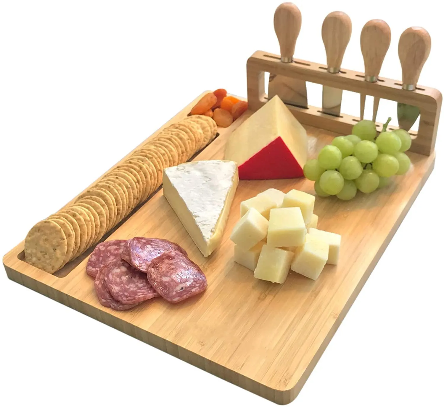 

AA589 Bamboo Cheese Board Set Cooking Tool Cooked Food Platter Meat Board Kitchen Utensils Wooden Cheese Cutting Board