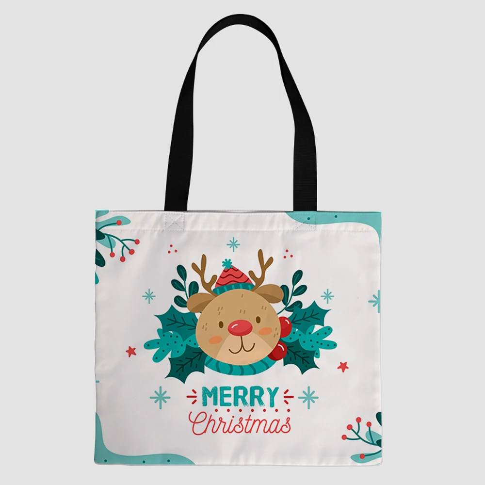 

Customize New Arrivals Luxury Design Sublimation Print Christmas Supplier Canvas Reusable Foldable With Logos Shopping Bags