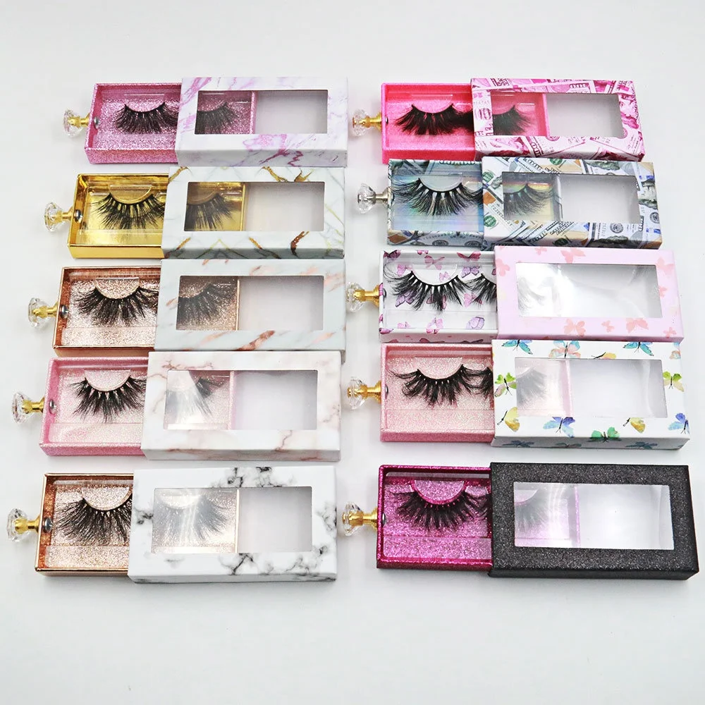 

Customized Eyelash Mink Boxes Packaging 25Mm Marble Eyelash Packaging Box False Clear Eyelash Vendor Customized Boxes