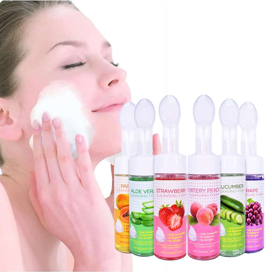 

OEM Facial Cleanser Foam Exfoliating Cleansing Mousse Pore Moisture Skin Care Washing Mousse Cleanser with Brush