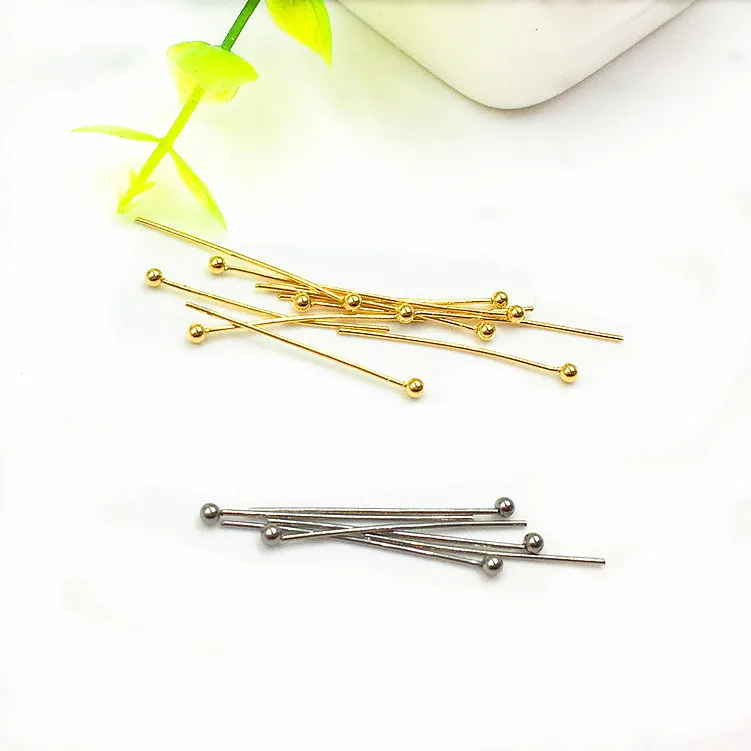 

WHOLESALE BULK PRICE 316L stainless steel ball HEAD Pin & NEEDLES JEWELRY findings DIY Accessories 18 K Gold Plated 15-50 mmmm