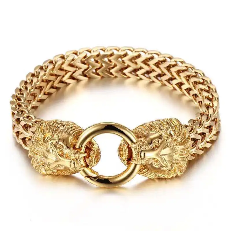 

New lion men's stainless steel jewelry fashion personality punk titanium steel bracelet manufacturers direct jewelry