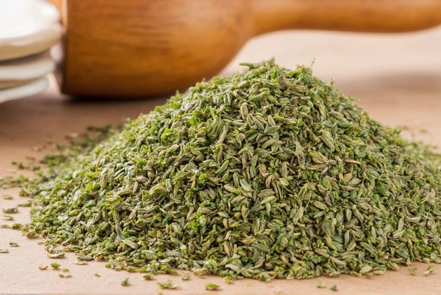 Thyme, rosemary, and basil laid out for visual comparison