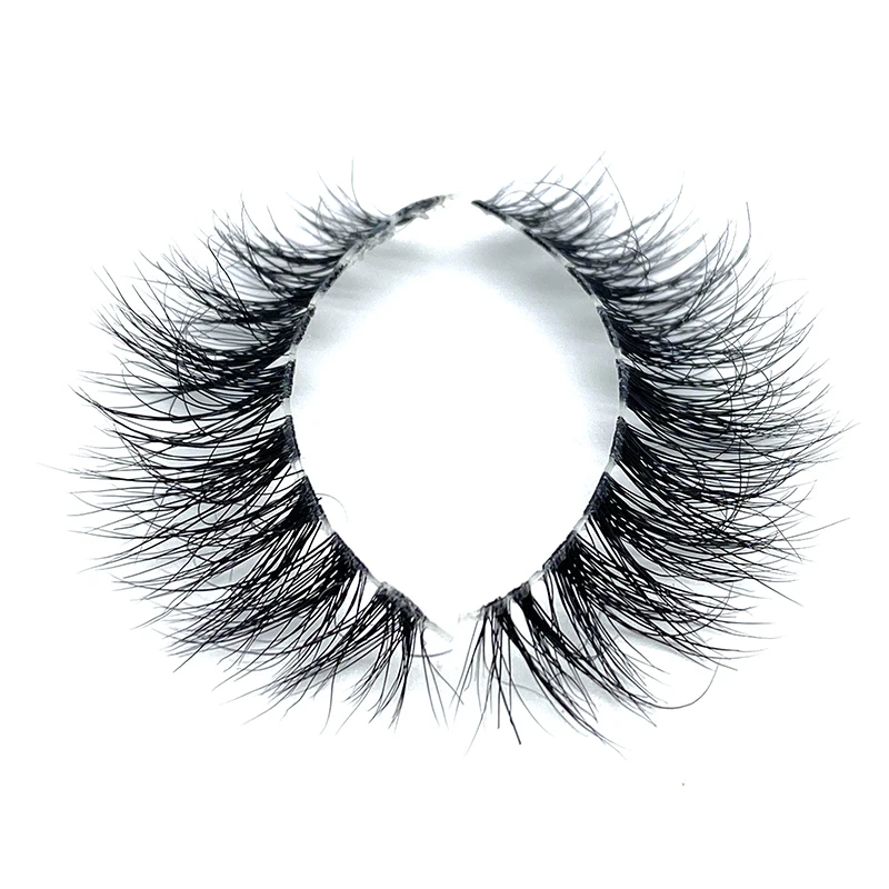 

Clear Band 3D Mink Eyelashes With Custom Packaging Handmade Fluffy Full Strip Natural Lashes