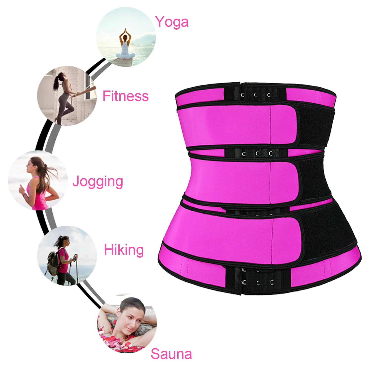 

Dropshipping Custom Printed 3 Strap 9 Steel Bone Latex Waist Trainer With Hooks