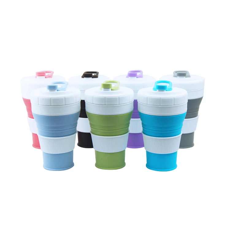 

Wholesale Silicone Cup BPA Free cup for travelling Foldable Silicone Coffee Cup, White / black / gold / silver