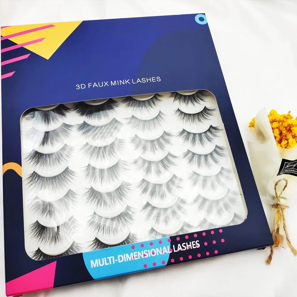 

20 pairs Eyelashes mink 3D lashes private label 20mm 18mm mink eyelashes set