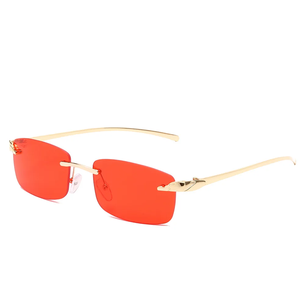 

New arrival luxury metal frame trendy rimless rectangle small glasses vintage candy color sunglasses UV400, Any color