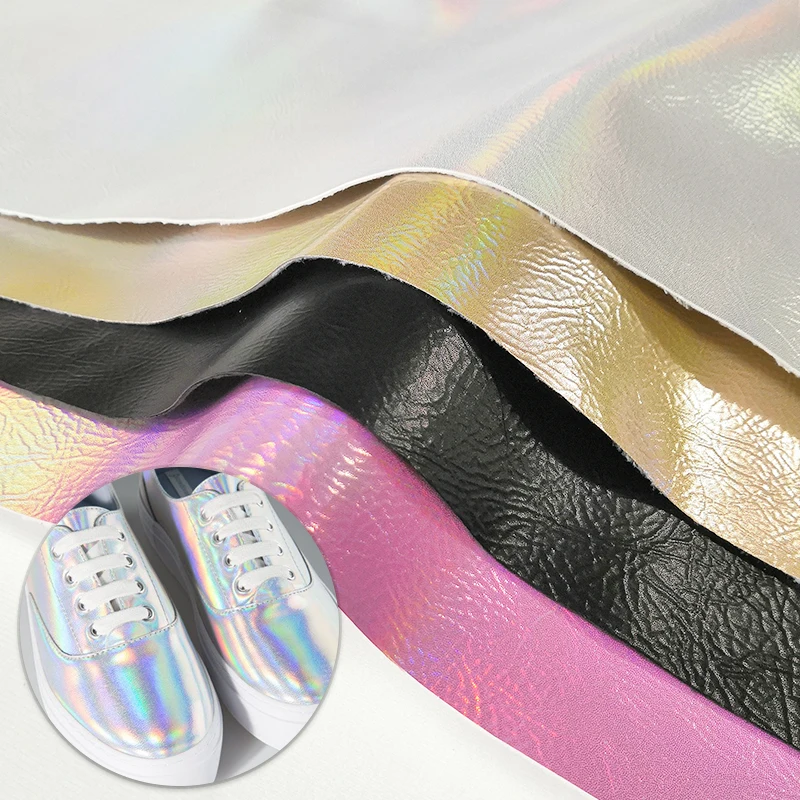 
Diy Glitter Faux Leather Manufacturer Synthetic Leatherette Laser Glitter Pu Pvc Vegan Leather For Shoes 