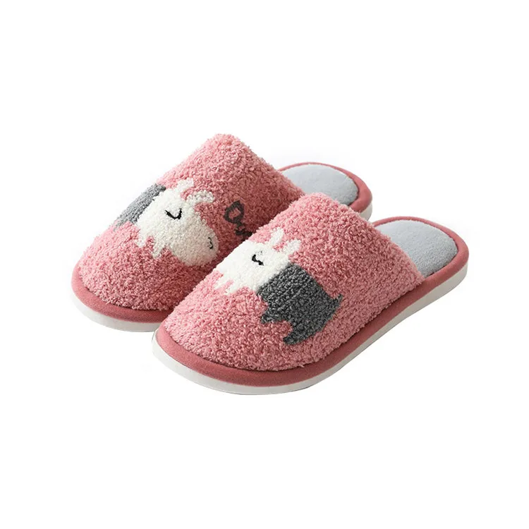 

Cotton Slippers Home Thick Soles Warm In Winter Indoor Antiskid Couple Slippers In Autumn And Winter, As picture