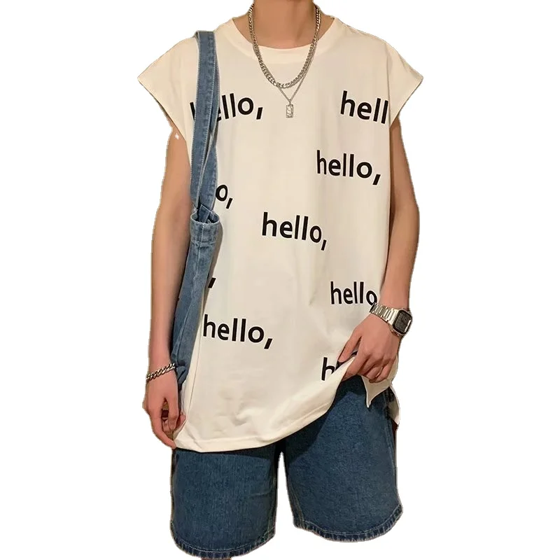 

2020 men's splicing letter printing round neck sleeveless vest I-type bottoming shirt wholesale 1 piece from the beginning