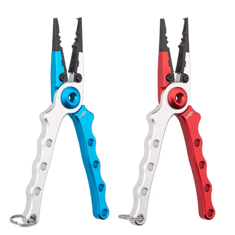 

Fishing Pliers Hook Remover Line Cutter Fishing Tackle Grip Split Ring Pliers Braid Cutters Split Ring Pliers, Red blue