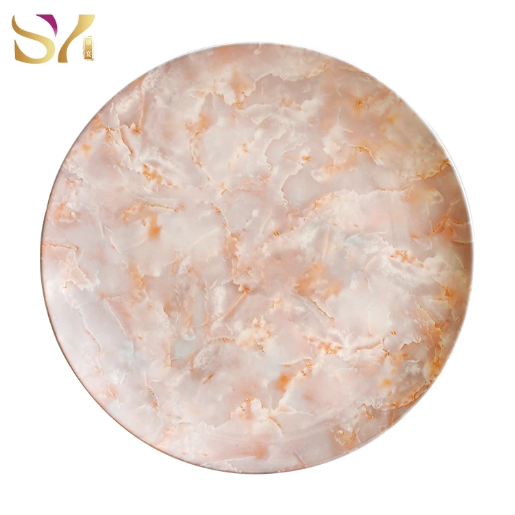 Custom Luxury Pink Marble Dinnerware Fancy Decorative Ceramic Charger
