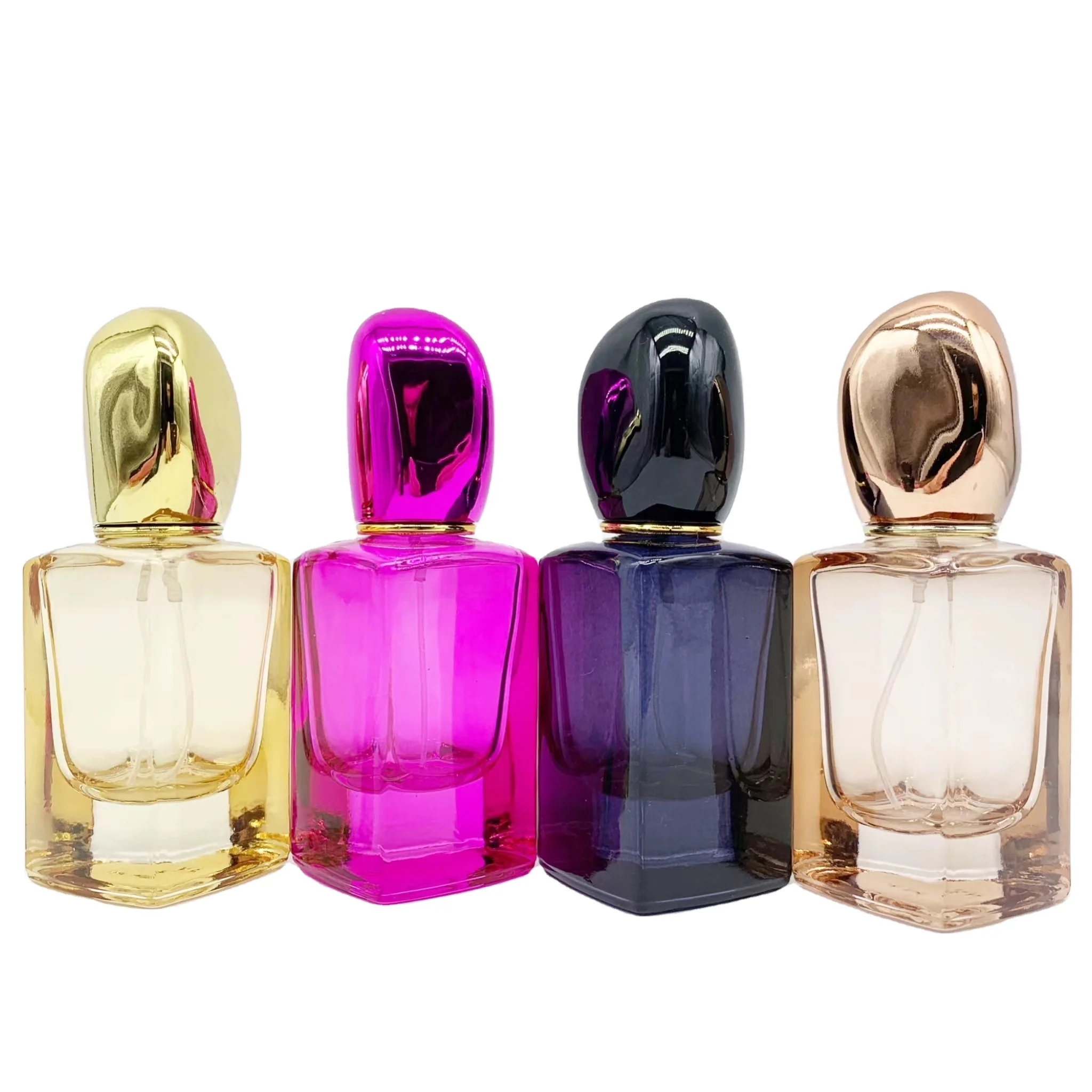 wholesale black white empty glass perfume bottle with box Luxury 30mL perfume bottle with Stone cap