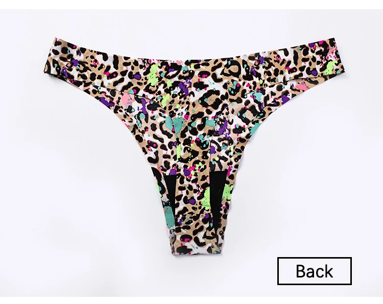 Thongs For Woman Fashion Print Leopard Panties Flower T Back Seamless G