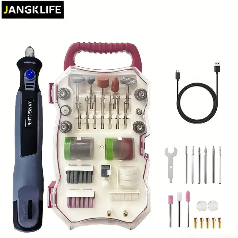 JANGKLIFE Cordless Mini Grinder Set 3 Variable Speed Rotary Tool with 41pcs Accessories Kit DIY Battery Power Source