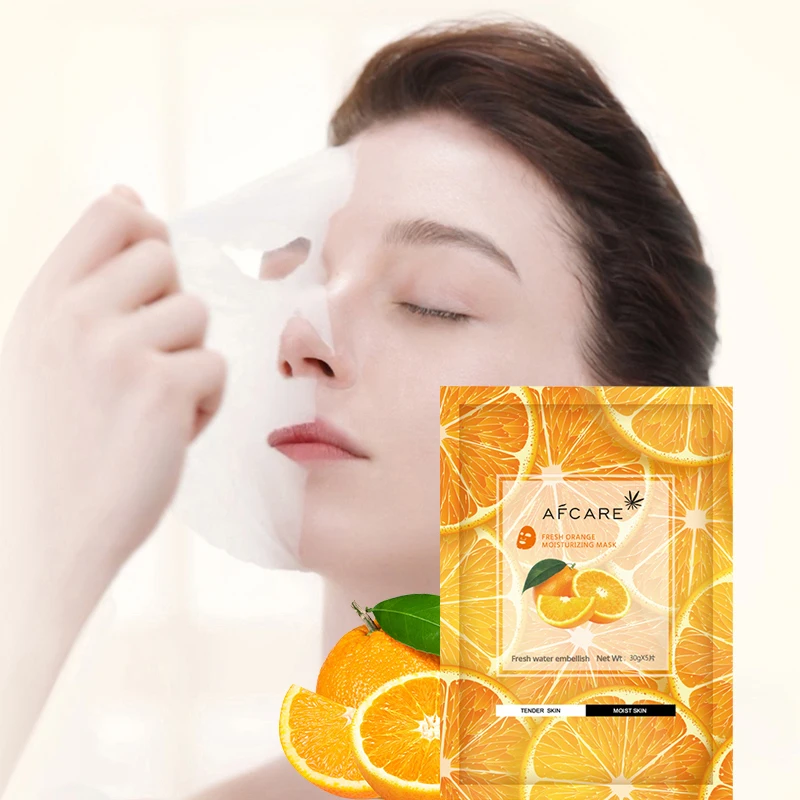 

Private Label Korean Skincare Sheet Mask Moisturizing and Hydrating Natural Organic Orange Fruit Orange Beauty Sheet Mask