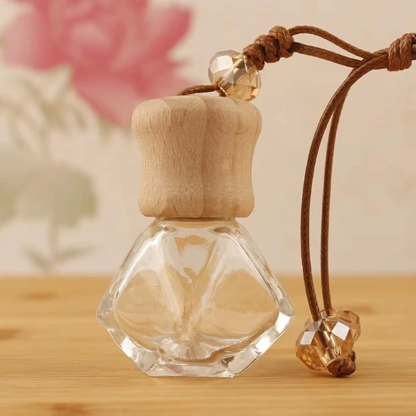 8ml Clear Empty Perfume Rhombus Hanging Car Bottle Scent Wood Auto Parfum Air Freshener Glass Bottles