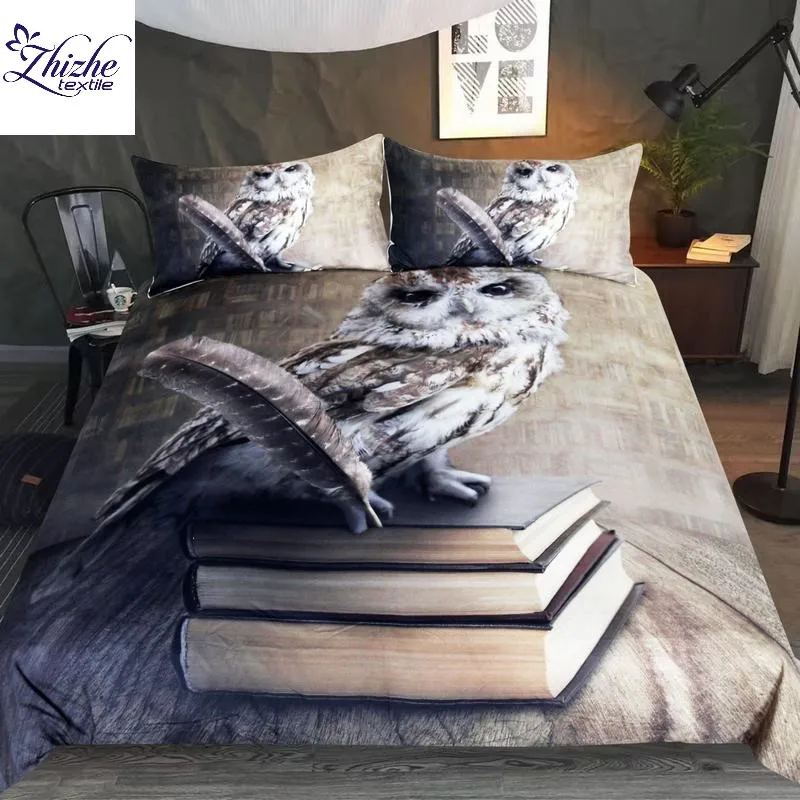 3d Style Night Owl Printed 3 Pcs Bedding Set Ready To Ship Buy