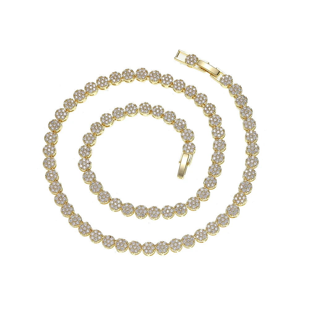 BC216  5MM Round Zircon Tennis Chain Men and Women Necklace Fashion Jewelry Brass Micro Pave CZ