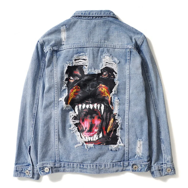 

jacketss for men winter chaquetas hombre ripped motorcycle animals custom printed denim jean jaket men's jackets & coats2021