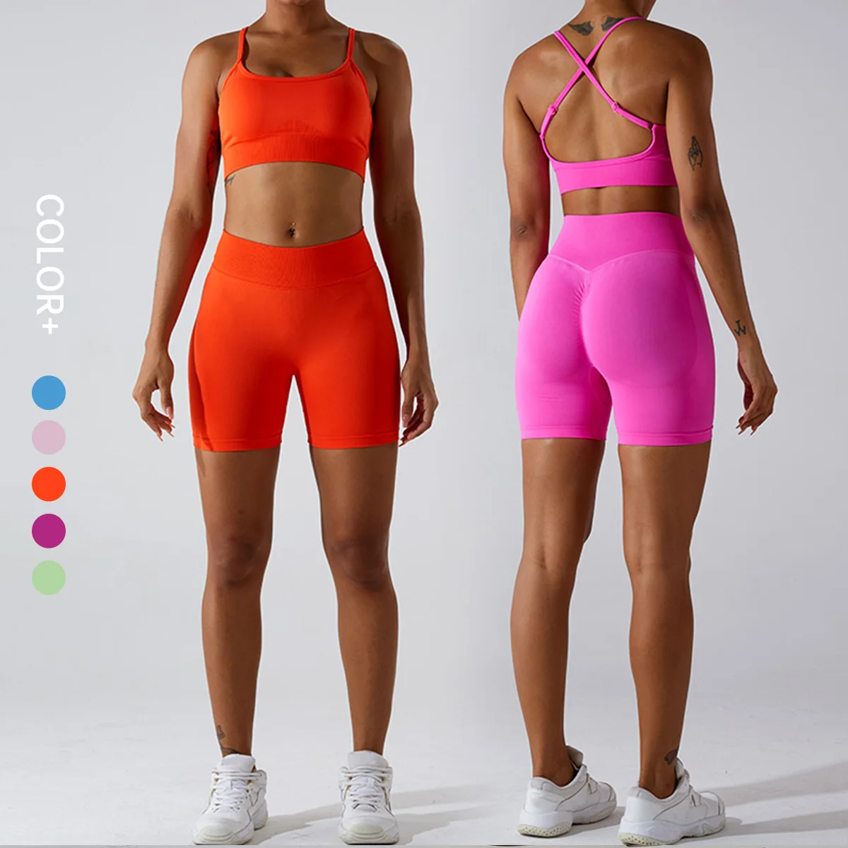 

SHINBENE Seamless 2.0 Cloud Yoga Set Fitness Suits Sports Wear Workout Outfit Shorts Set for Women