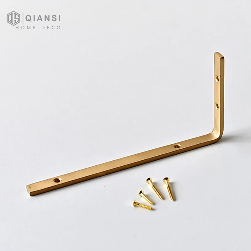 

Qiansi SHB0002 Wholesale Manufacture Solid Brass Shelf Wall Hanging Brackets L-Shape Secure Shelf Bracket