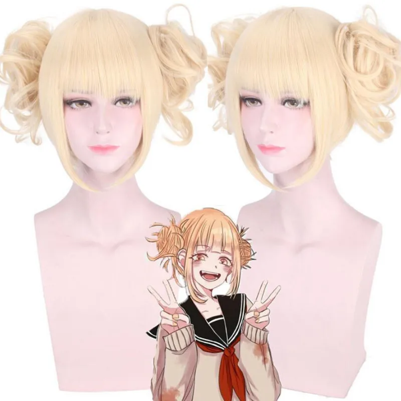 

My Hero Academia Himiko Toga JK Cosplay Gold Wig Head Costume Boku no Hero Academia Wig Halloween Party Wigs