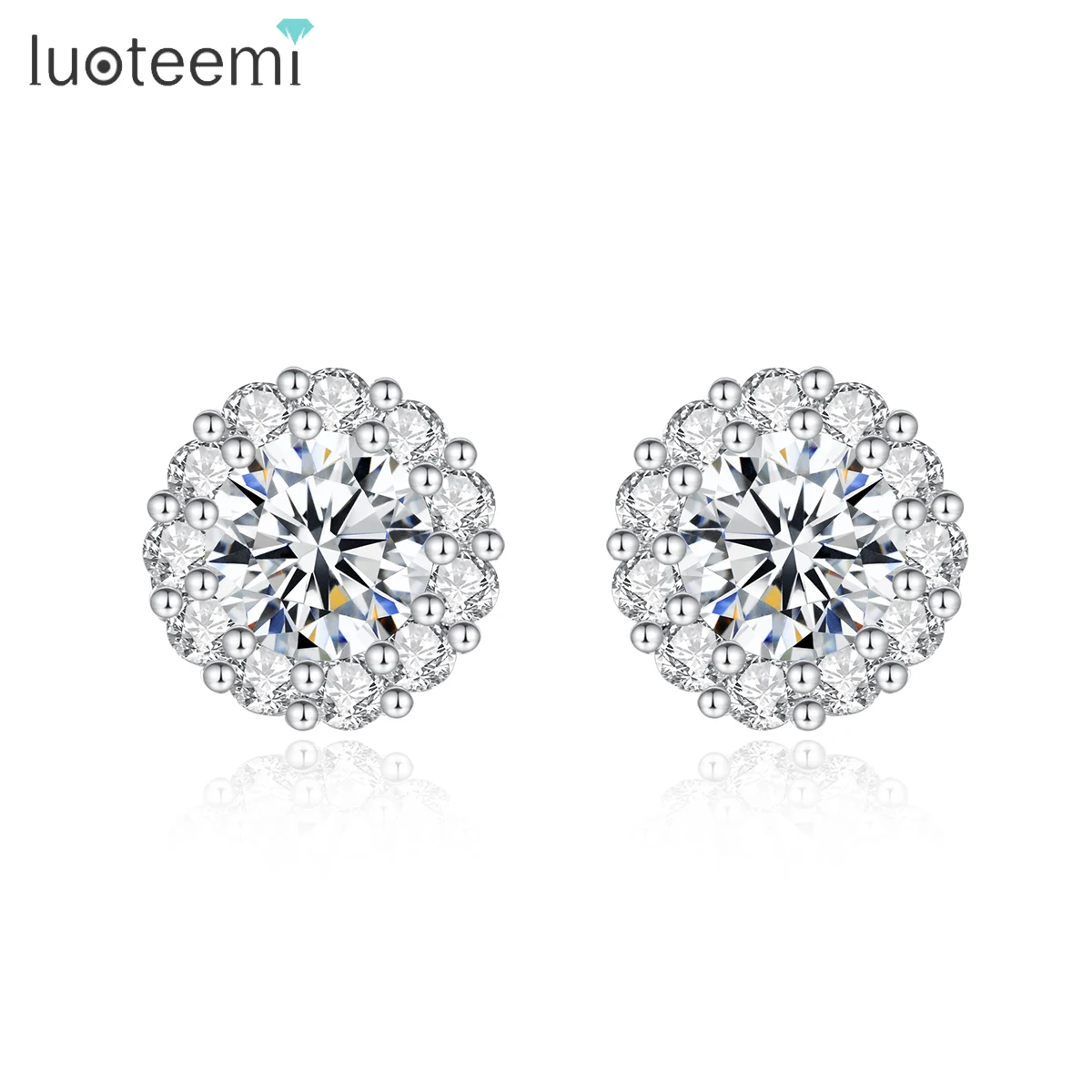 

LUOTEEMI Charm Sunflower Flower Dainty Fashionable Cute Earing For Woman Zircon Stud Earring