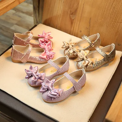

F40522A new style girl's single shoe bright leather bow dance shoes children's casual shoes, As picture