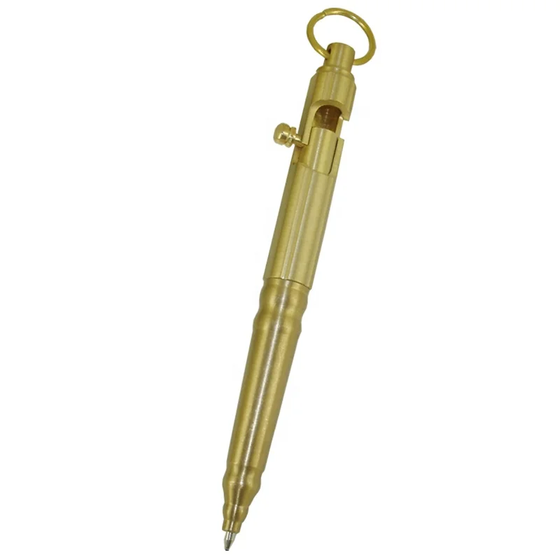 

ACMECN 65g Heavy Solid Brass Pocket Pen NiceEshop Portable Delicate Signature Pen CNC Hand-made Ballpoint with Utility Key Ring, Pms color