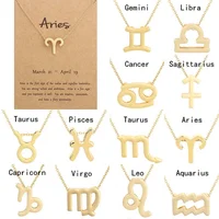 

2020 new fashion valentines day gifts 12 zodiac gold plated diamond women horoscope necklace jewelry
