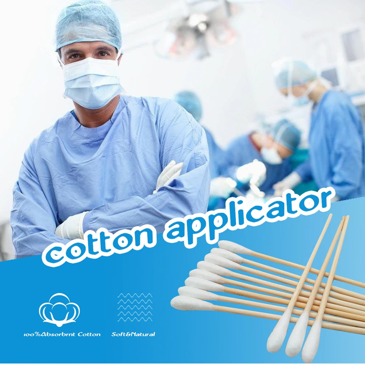 Medical Disposable Products Wool Applicator Medical Materials & Accessories High Absorbent Cotton 2 Years 100% Wool CE White EO