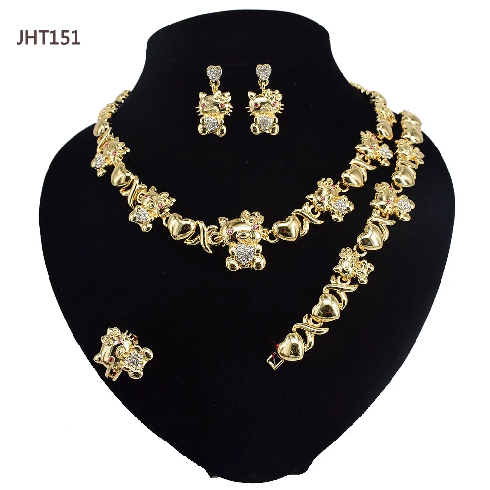 

JHT151 Wholesale kids jewelry set Mother and daughter jewelry Hello Kitty kids jewelry sets, 18k gold plated color