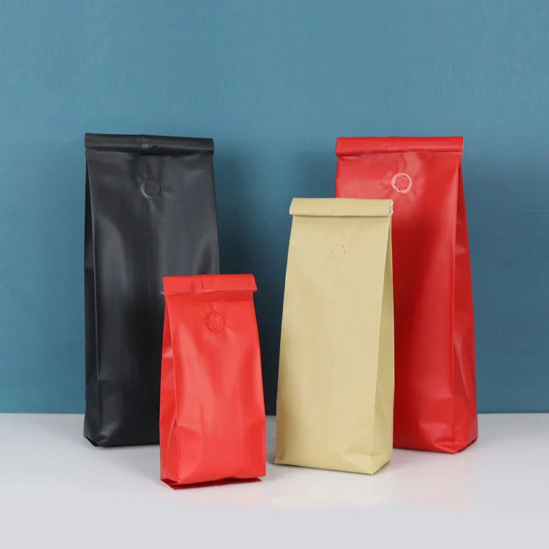 

Recycle flat bottom stand up food nuts snack eight seal side gusset beans packaging pouch drip coffee bags with valve and zipper