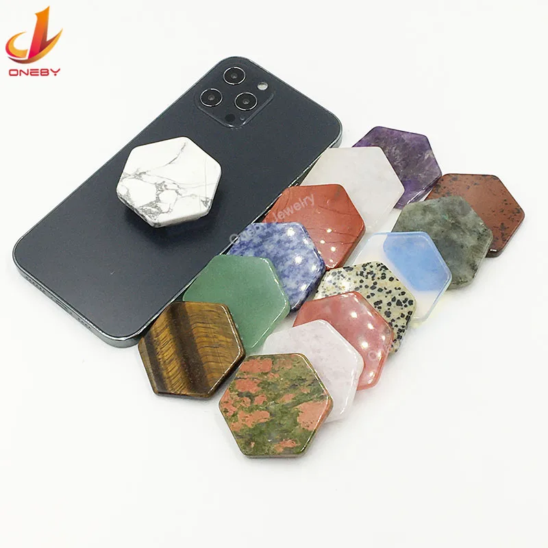 

Hexagon Gemstone regular popping Up Cute Collapsible Wholesale Cell Phone Holder Finger Grip Phone Holder Stand Expand Customize, Multicolor